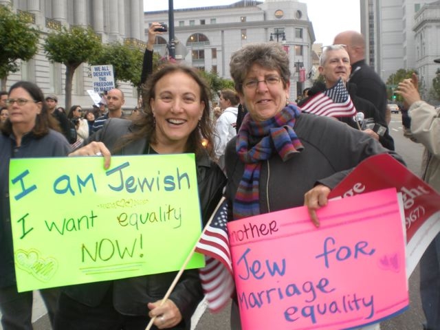More Jews for Equality!  Here I am with Eileen Blumenthal at the Prop 8 Rally in front of SF City Hall
